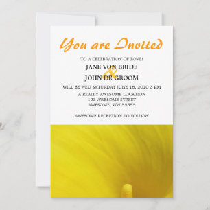 Yellow Calla Lily Flower 5x7 Invitation