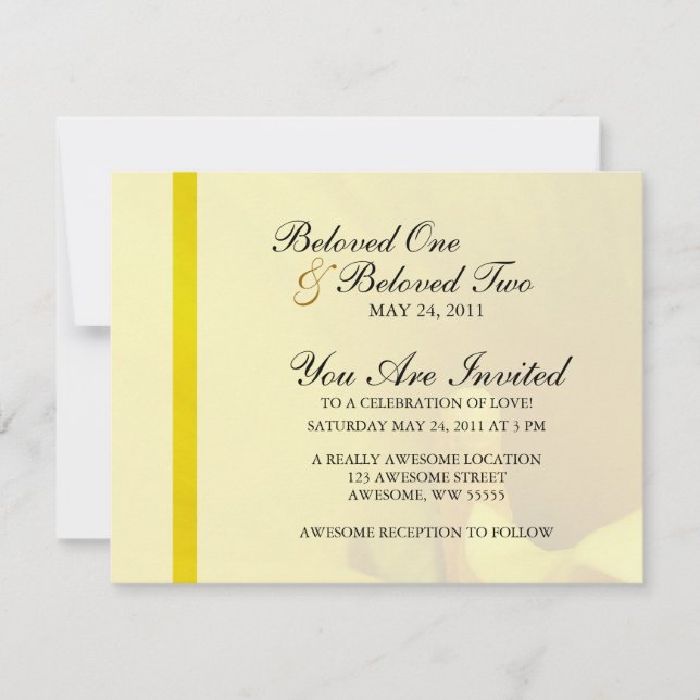 Yellow Calla Lily Flower Invitation (Front)