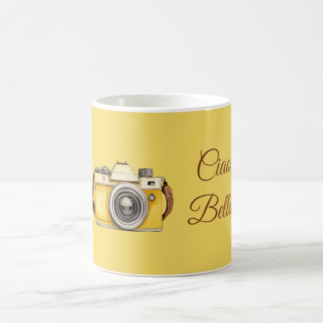 Yellow Camera Ciao Bella Coffee Mug (Center)