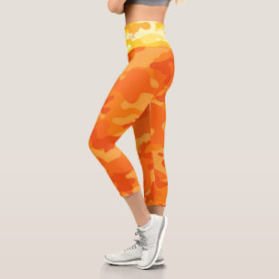 Yellow Camo INITIALS Orange Active Her Capri Leggings