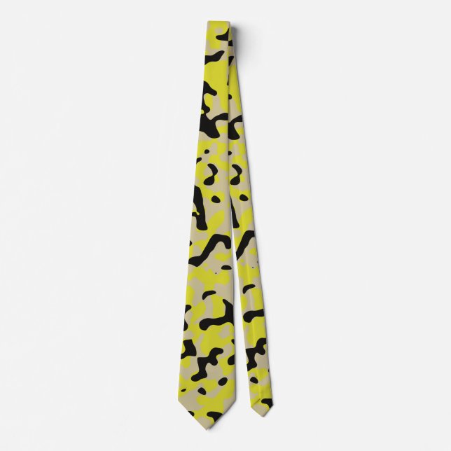 Yellow Camouflage in Beige and Grey Tie (Front)