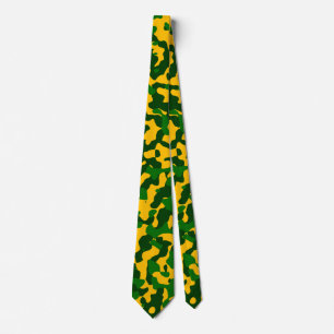 Yellow Camouflage in Green and Dark Green Tie