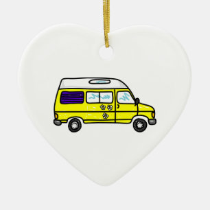 Yellow Campervan Ceramic Ornament