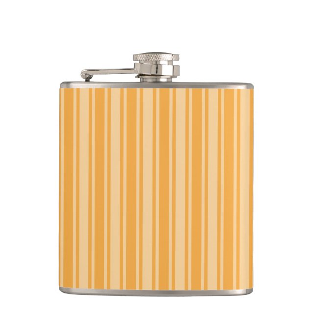 Yellow candy stripes hip flask (Front)