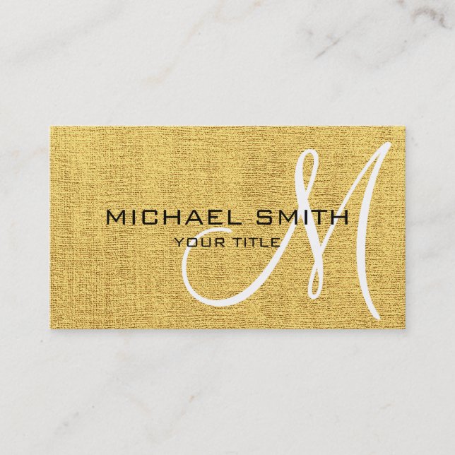 Yellow Canvas Look Monogram Business Card (Front)