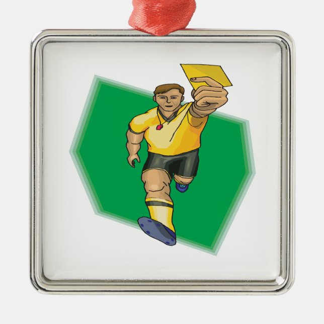 Yellow Card Metal Tree Decoration (Front)