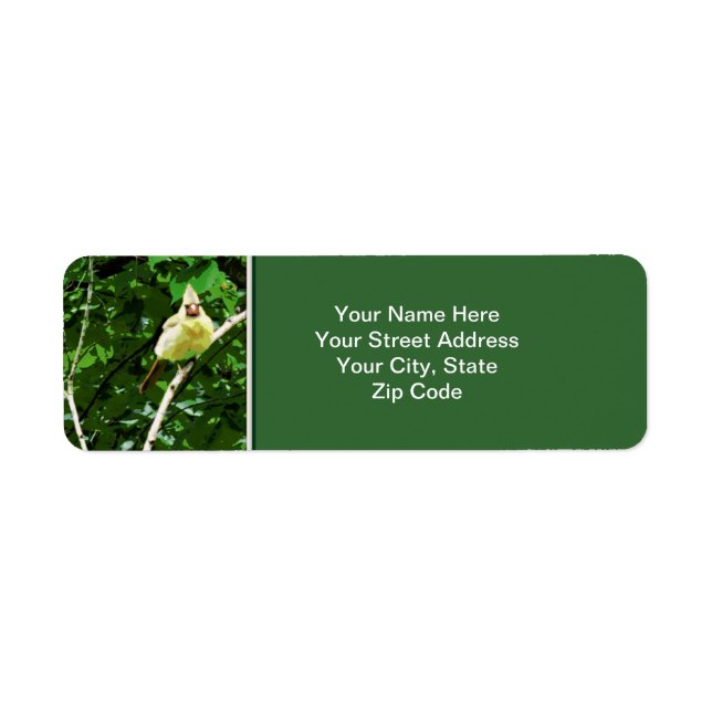 Yellow Cardinal Bird Photo  Return AddressLabel Address Label (Front)