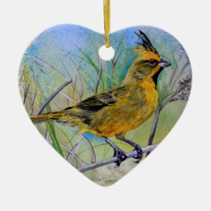 Yellow Cardinal Christmas Ornament