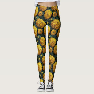 Yellow Cardio Dahlias Luxury Mother's Day Gift Leggings