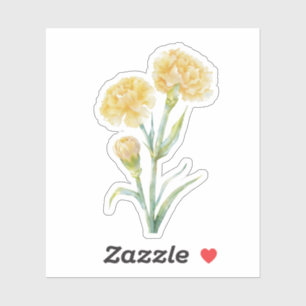 Yellow Carnation Botanical Watercolor CuLavender