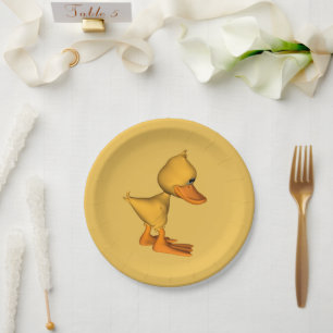Yellow Cartoon Duck Paper Plate