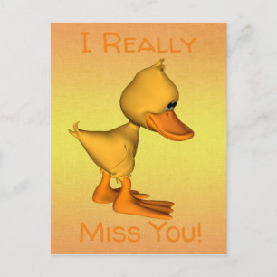 Yellow Cartoon Duck Postcard