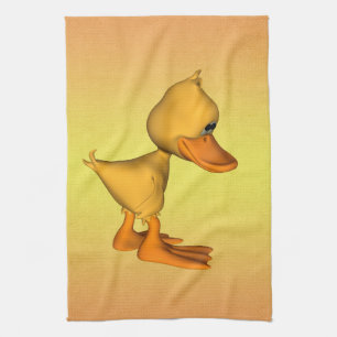 Yellow Cartoon Duck Tea Towel