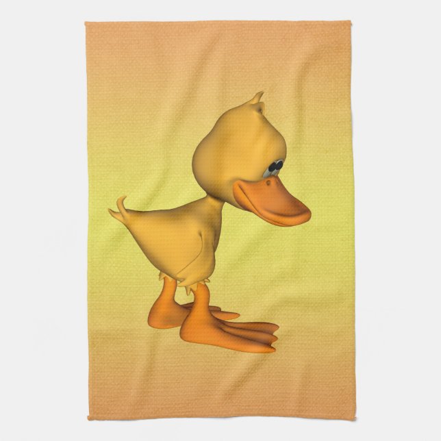 Yellow Cartoon Duck Tea Towel (Vertical)