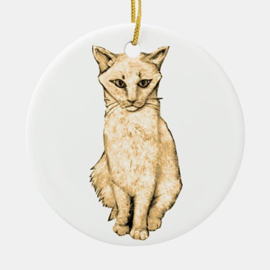 Yellow Cat Ceramic Ornament