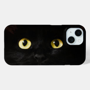 Yellow Cat Eyes, Black Cat iPhone 15 Case
