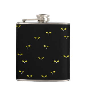 Yellow Cat Eyes on Black Best Halloween Party Hip Flask