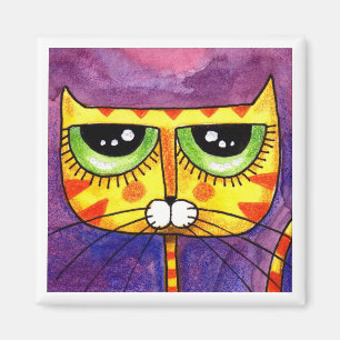 Yellow Cat Face - Magnet