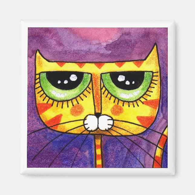 Yellow Cat Face - Magnet (Front)