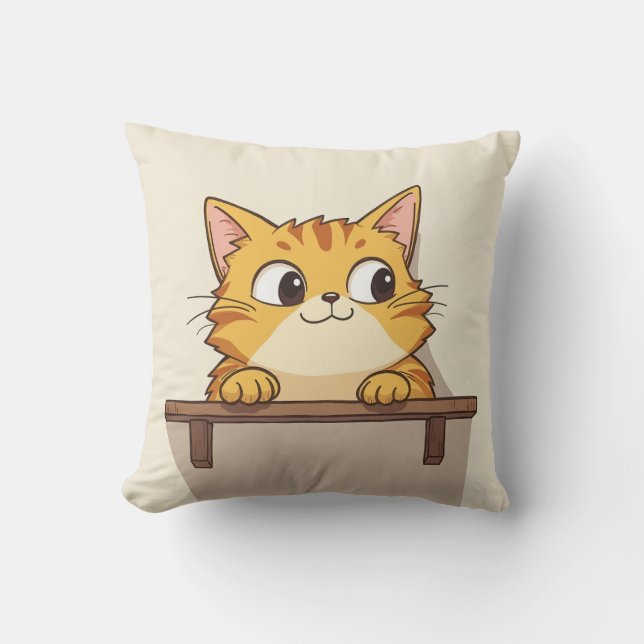 yellow cat pillow cushion (Front)