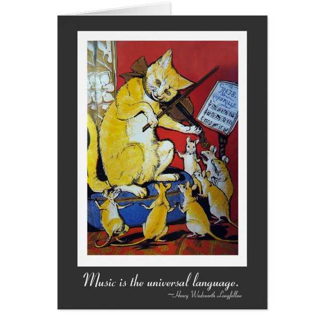 Yellow Cat Playing Violin for Dancing Rats (Front)