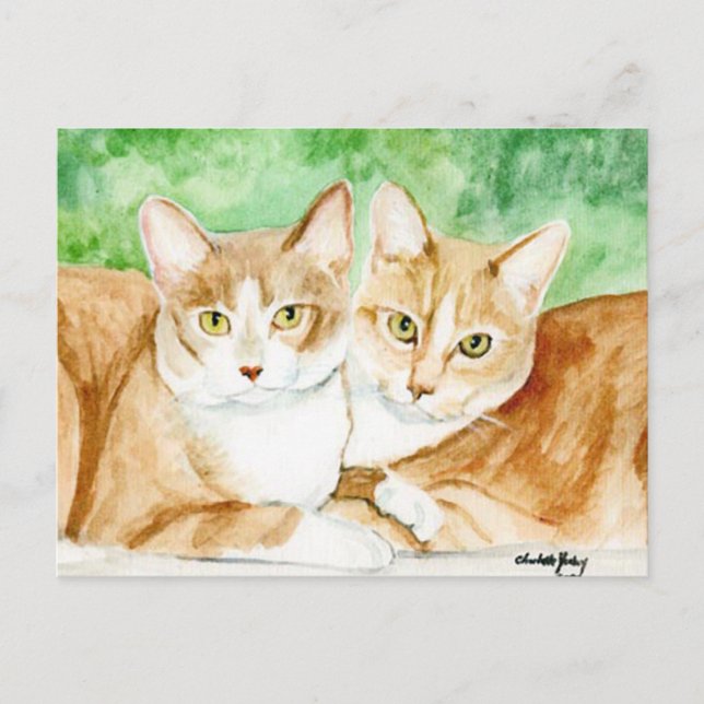 Yellow Cat Sisters Original Art Postcard (Front)