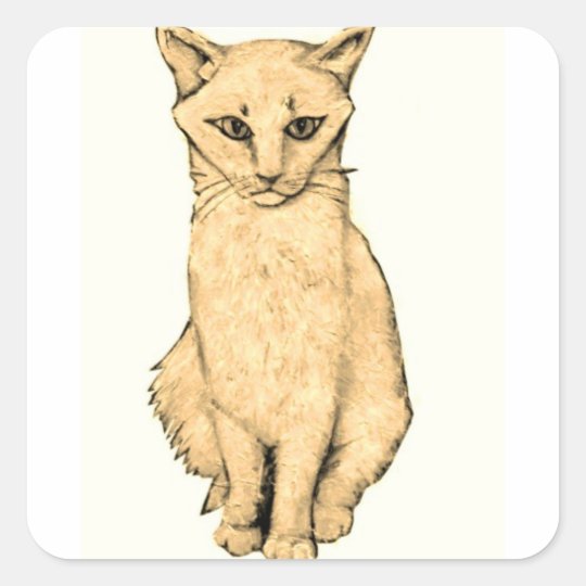 Yellow Cat Square Sticker