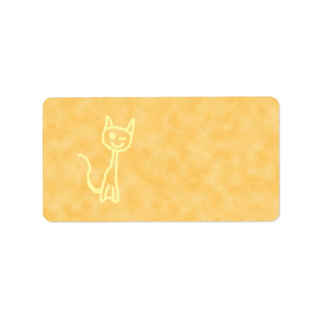 Yellow Cat, Winking. Yellow Pattern Background. Label (Front)
