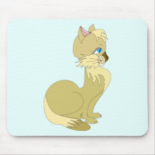 Yellow Cat with Blue Eyes Mouse Pad Gift