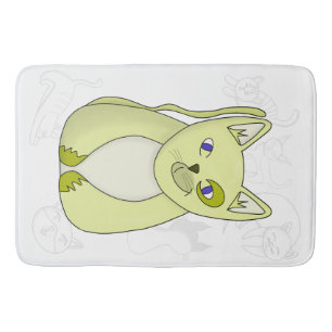 Yellow Cat with Naughty Smile Duvet Cover Bath Mat