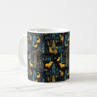 Yellow Cats in The City Night Ai Art Coffee Mug
