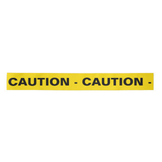 Yellow 'CAUTION' Satin Ribbon