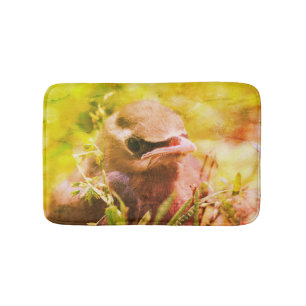 Yellow Cedar Waxwing Fledgling Bird Abstract  Bath Mat