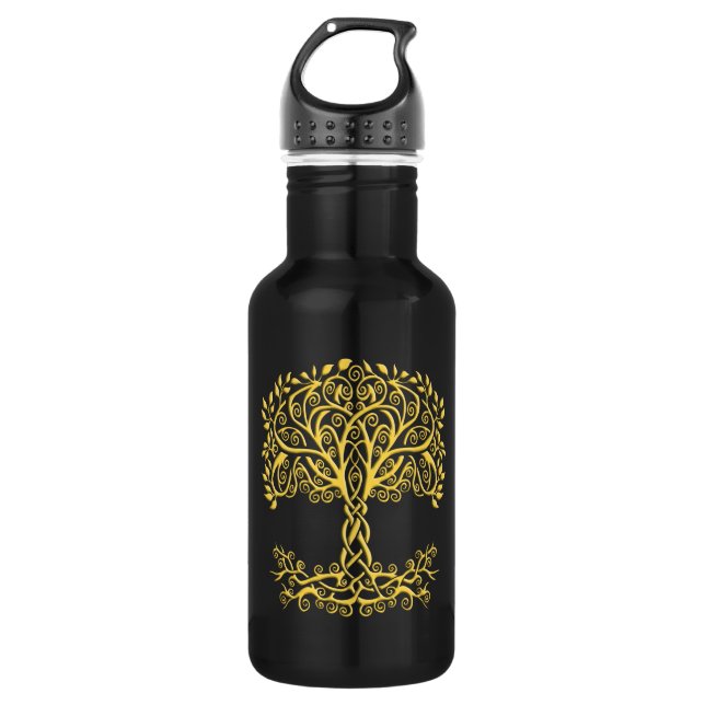 Yellow Celtic Tree Of Life 532 Ml Water Bottle (Front)