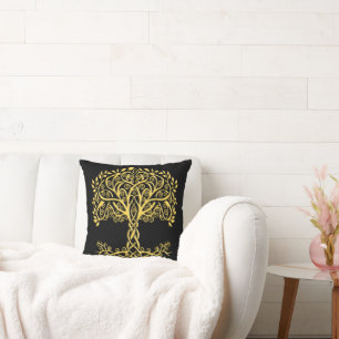 Yellow Celtic Tree Of Life Cushion