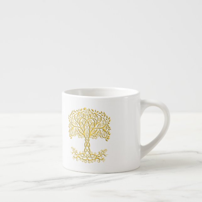 Yellow Celtic Tree Of Life Espresso Cup (Right)