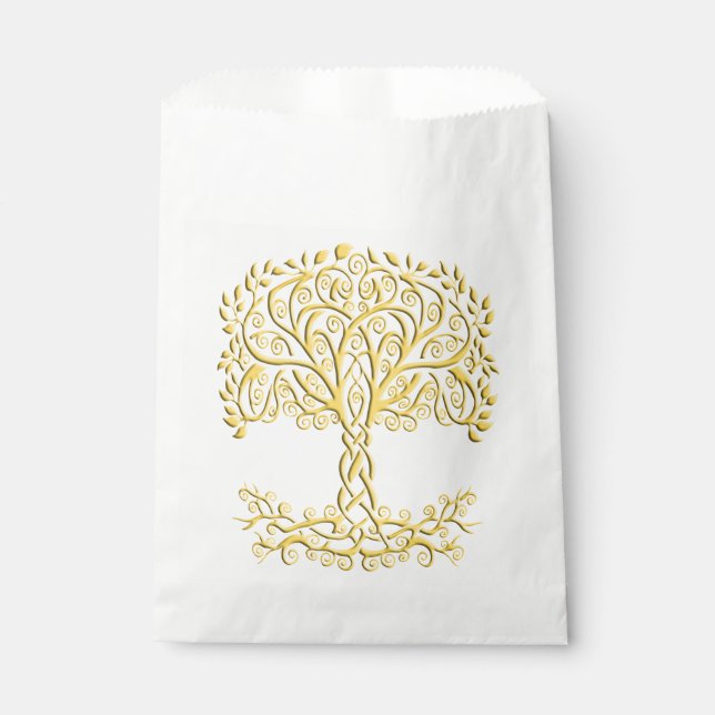 Yellow Celtic Tree Of Life Favour Bag (Front)