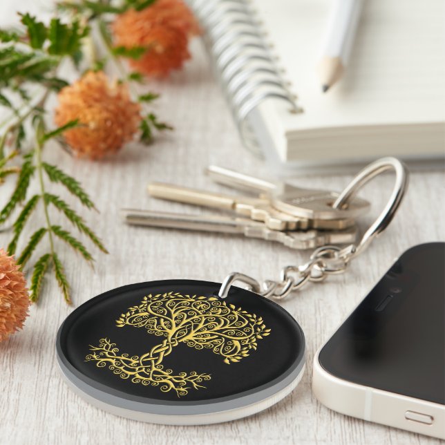 Yellow Celtic Tree Of Life Key Ring (Front Right)