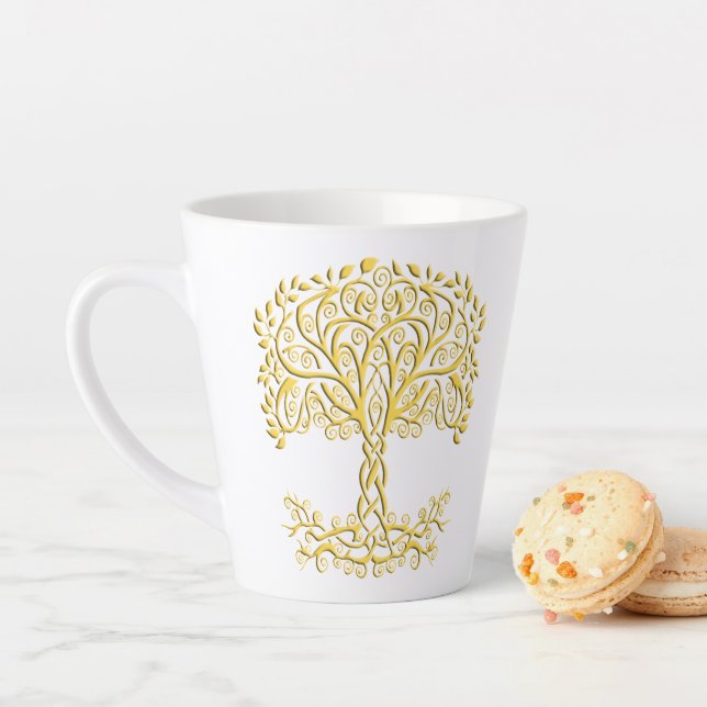 Yellow Celtic Tree Of Life Latte Mug (In Situ)