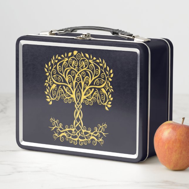 Yellow Celtic Tree Of Life Metal Lunch Box (In Situ)