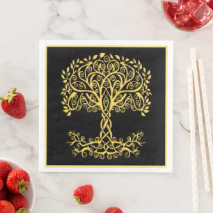 Yellow Celtic Tree Of Life Napkin
