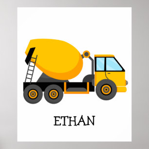 Yellow Cement Mixer Construction Truck Custom   Poster