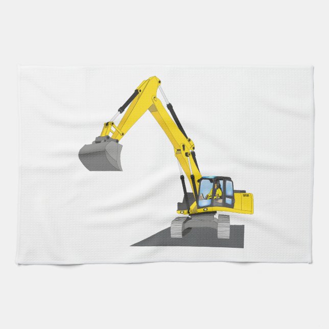yellow chain excavator tea towel (Horizontal)