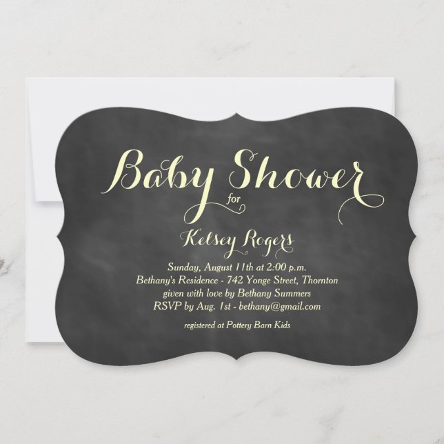 Yellow Chalkboard Baby Shower Invitation (Front)