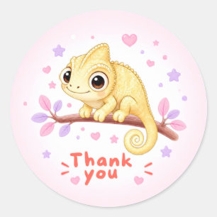 Yellow Chameleon|Thank You Cute Heart-Filled Thank Classic Round Sticker