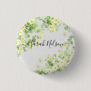  Yellow Chamomile Flowers  3 Cm Round Badge