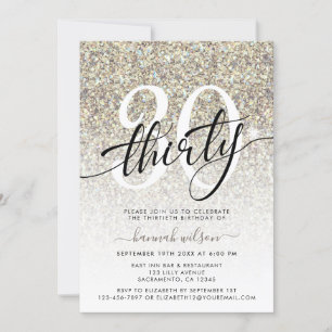 Yellow Champagne Glitter 30th Birthday Party Invitation