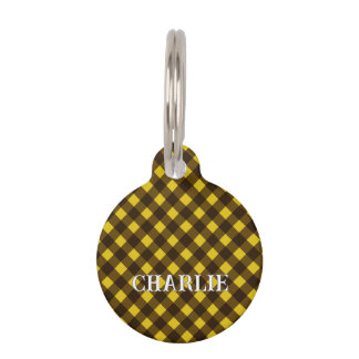 Yellow Check Dog Pet Tag