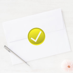 Yellow Check Mark Symbol Classic Round Sticker
