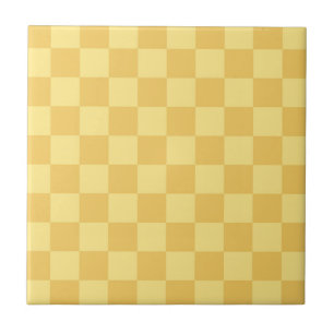 Yellow Checkerboard Pattern Ceramic Tile
